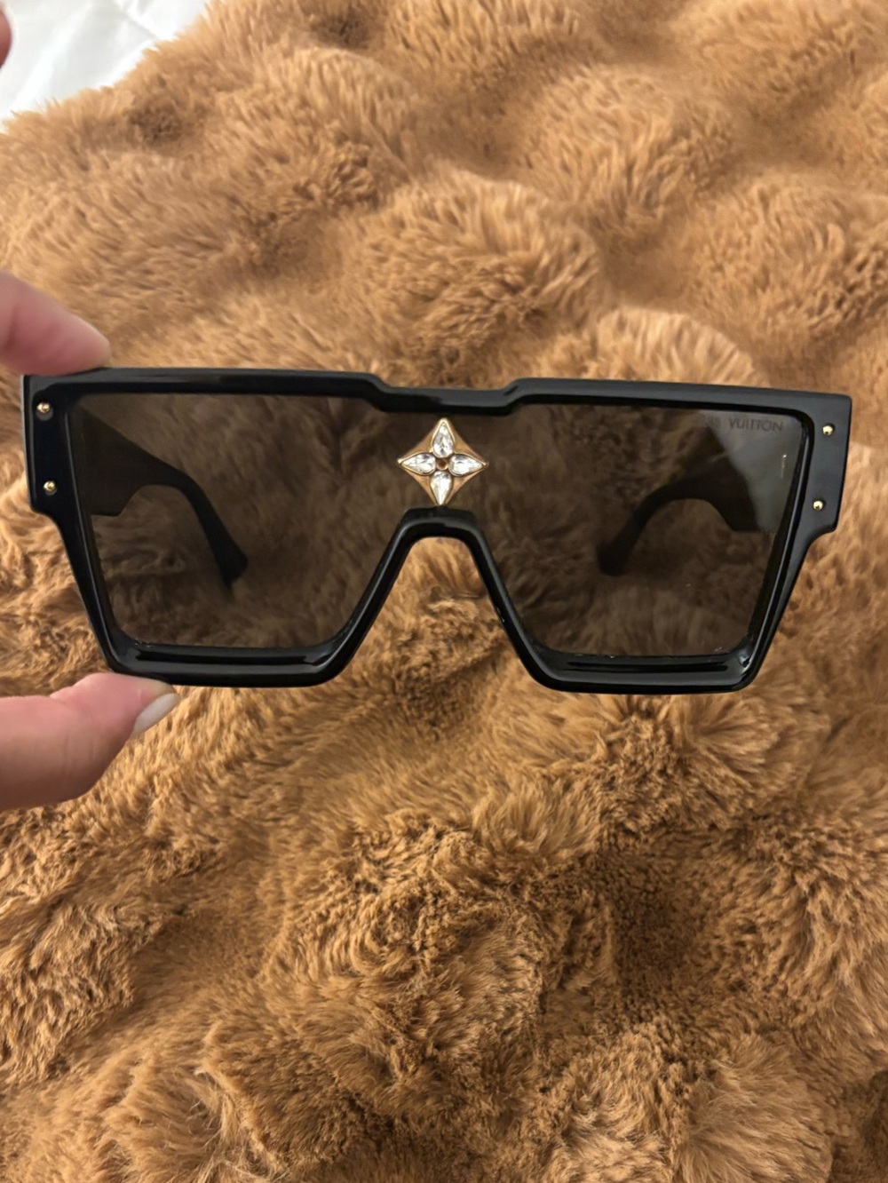 Louis Vuitton Acetate Swarovski Crystal Cyclone Sunglasses in black
